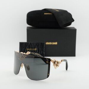 Roberto Cavalli SRC015M 0300 Shield Sunglasses - Gold/Brown